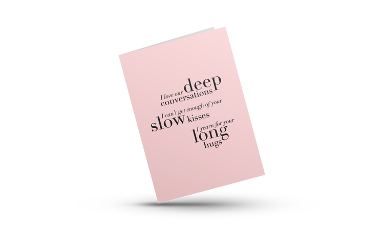 Pink and Black Greeting Card with gray envelope. Minimalist greeting card for lovers and couples.