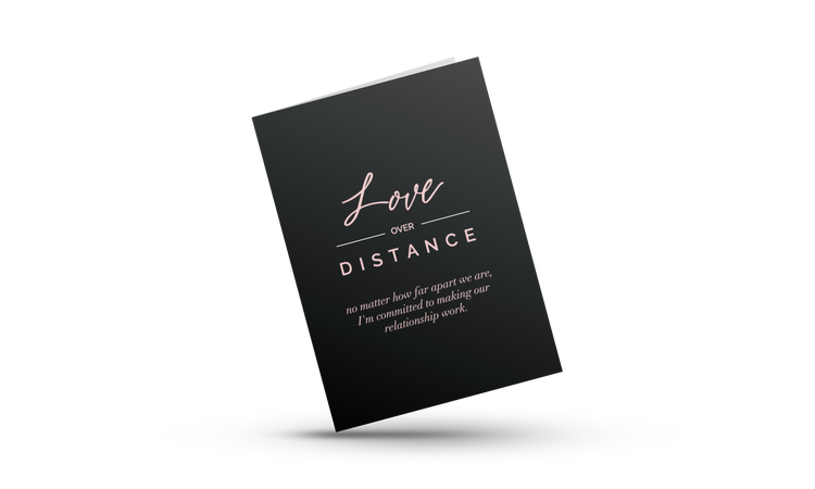 Pink and Black Greeting Card with gray envelope. Minimalist greeting card for lovers and couples. Greeting Card for Long Distance Relationships.