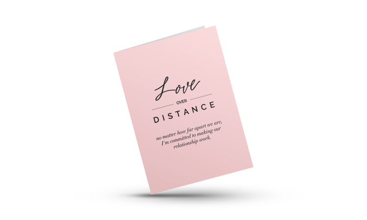 Pink and Black Greeting Card with gray envelope. Minimalist greeting card for lovers and couples. Greeting Card for Long Distance Relationships.