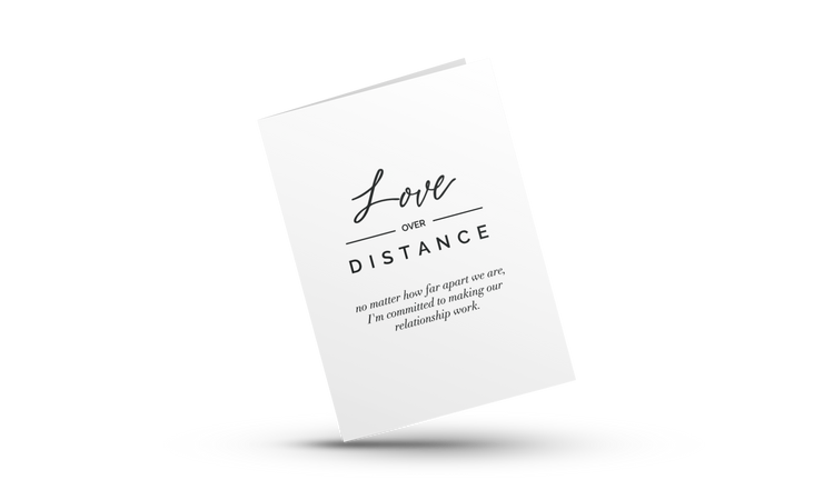 White and Black Greeting Card with gray envelope. Minimalist greeting card for lovers and couples. Greeting Card for Long Distance Relationships.