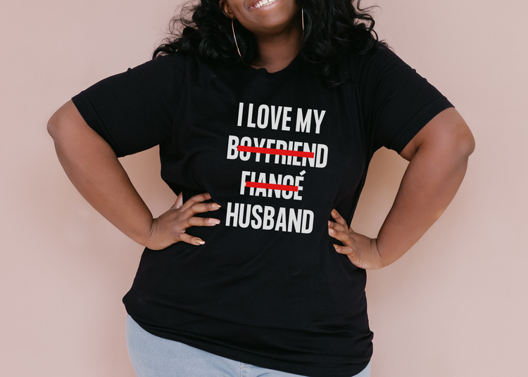 "I Love My Husband" Block Font Unisex T-shirt (Black)