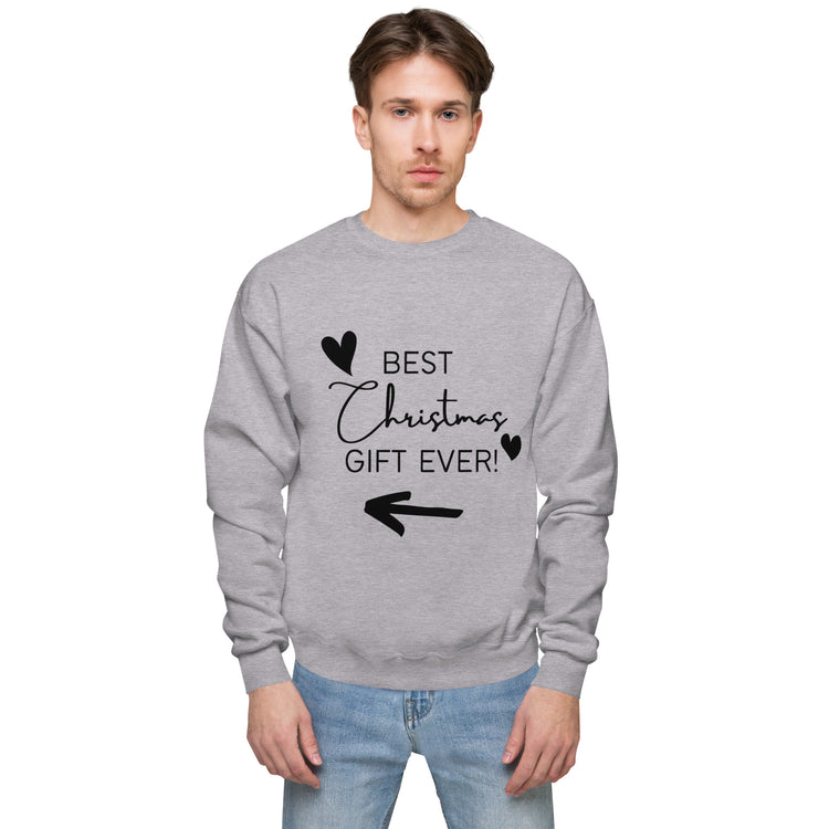 "Best Christmas Gift Ever" Unisex Fleece Sweatshirt (Black - Left Arrow)