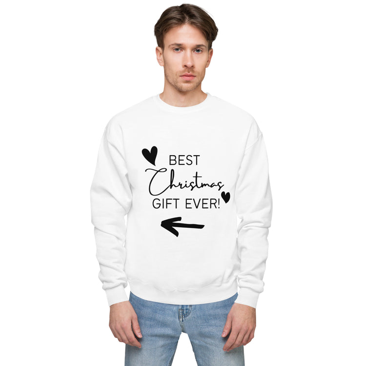 "Best Christmas Gift Ever" Unisex Fleece Sweatshirt (Black - Left Arrow)