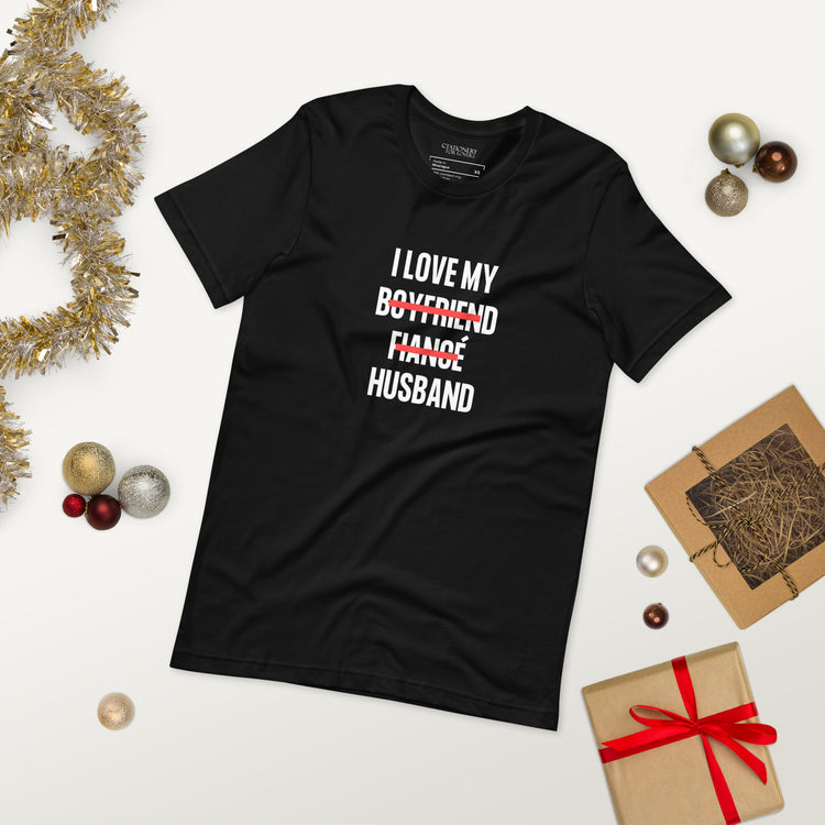 "I Love My Husband" Block Font Unisex T-shirt (Black)