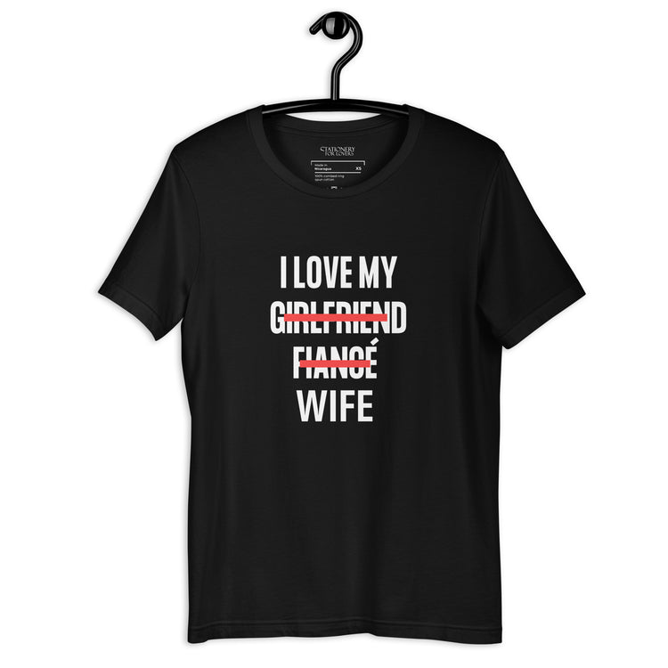 "I Love My Wife" Block Font Unisex T-shirt (Black)
