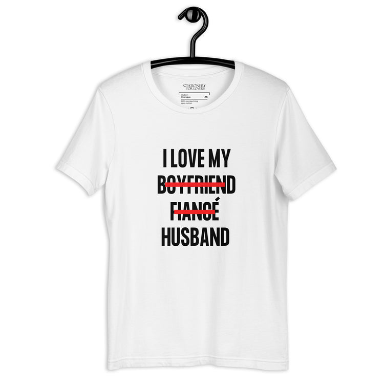 "I Love My Husband" Block Font Unisex T-shirt (White)