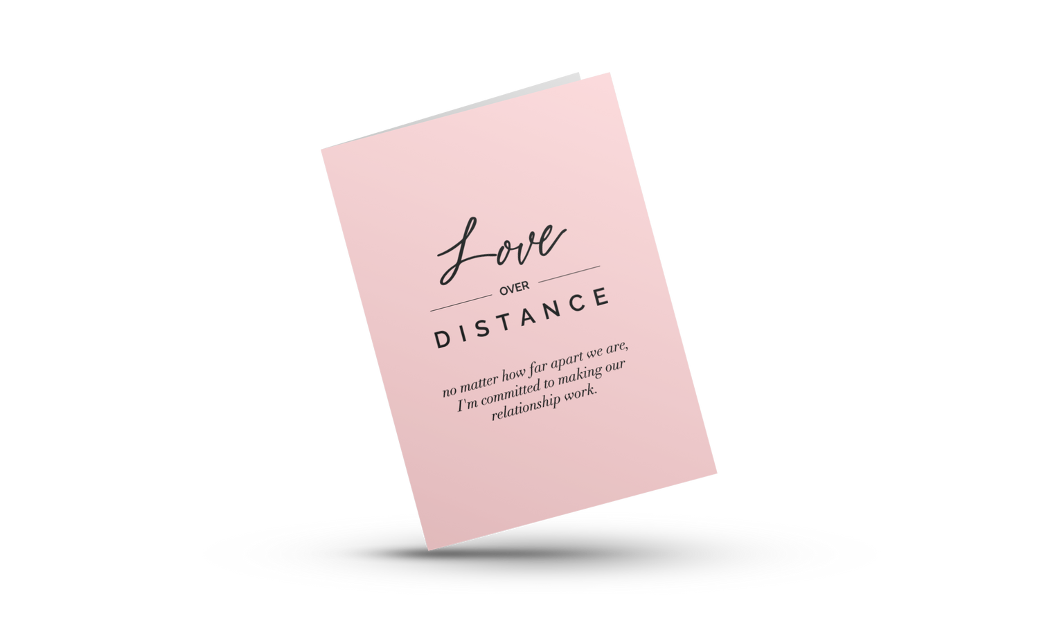 Pink and Black Greeting Card with gray envelope. Minimalist greeting card for lovers and couples. Greeting Card for Long Distance Relationships.