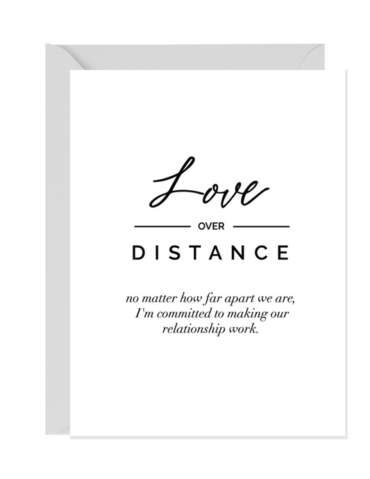 White and Black Greeting Card with gray envelope. Minimalist greeting card for lovers and couples. Greeting Card for Long Distance Relationships.