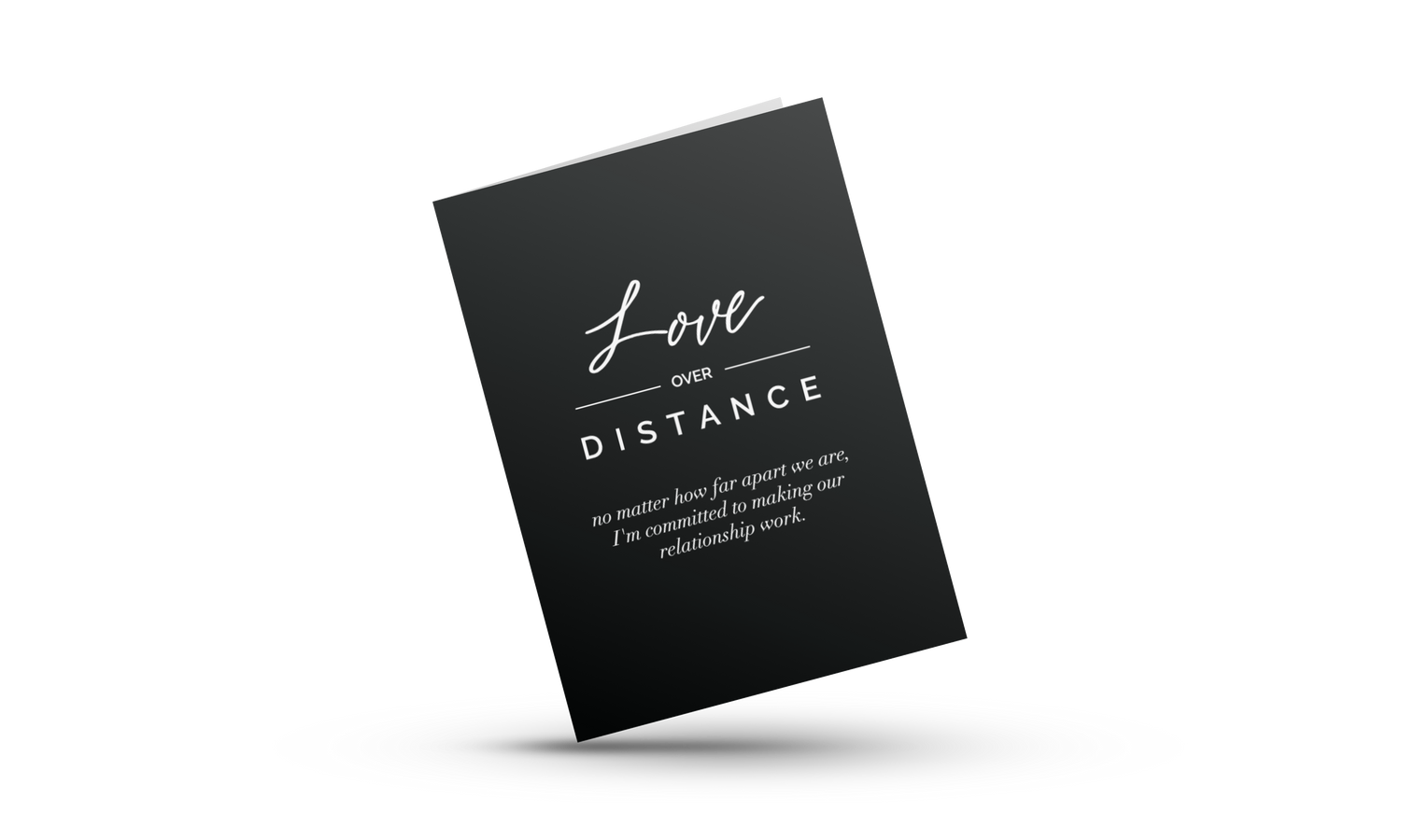 White and Black Greeting Card with gray envelope. Minimalist greeting card for lovers and couples. Greeting Card for Long Distance Relationships.