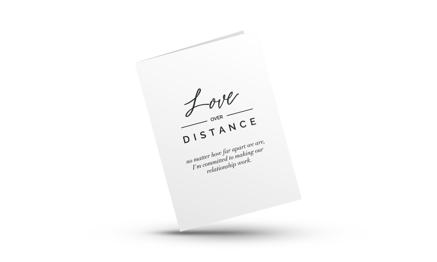 White and Black Greeting Card with gray envelope. Minimalist greeting card for lovers and couples. Greeting Card for Long Distance Relationships.