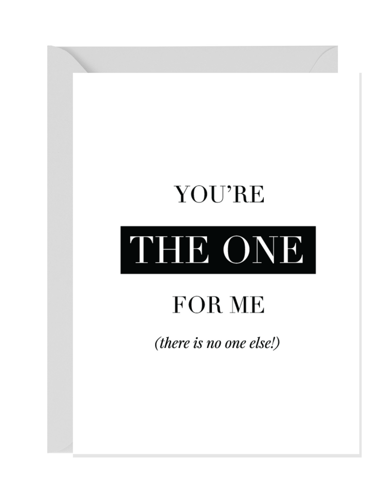 White and Black Greeting Card with gray envelope. Minimalist greeting card for lovers and couples.