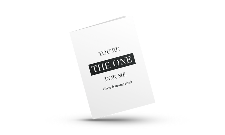 White and Black Greeting Card with gray envelope. Minimalist greeting card for lovers and couples.