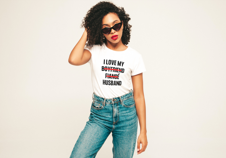 "I Love My Husband" Block Font Unisex T-shirt (White)
