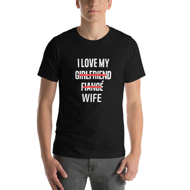 "I Love My Wife" Block Font Unisex T-shirt (Black)